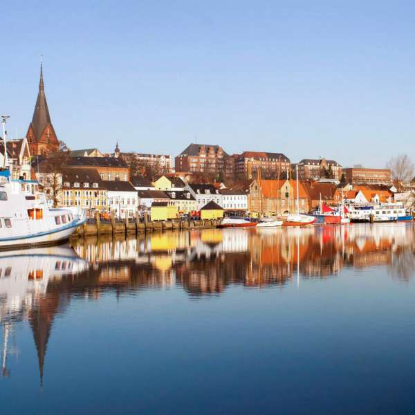 Flensborgs havnefront set fra havnespidsen